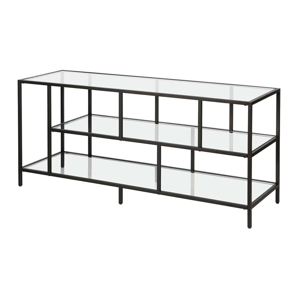 Hudson & Canal - Winthrop Rectangular TV Stand with Glass Shelves for TVs up to 60in in Blackened Bronze - TV0325 veiw 4