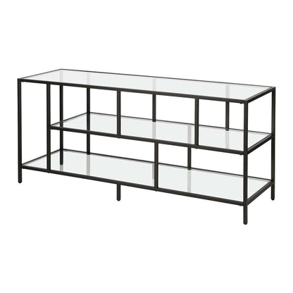 Hudson & Canal - Winthrop Rectangular TV Stand with Glass Shelves for TVs up to 60in in Blackened Bronze - TV0325 veiw 4