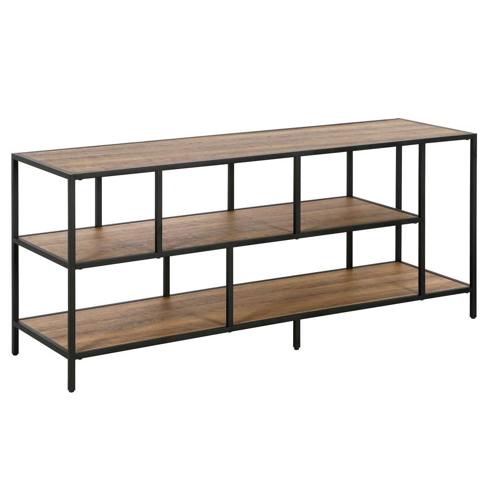 Hudson & Canal - Winthrop Rectangular TV Stand with Metal Shelves for TVs up to 60in in Blackened Bronze/Rustic Oak - TV1157 veiw 1