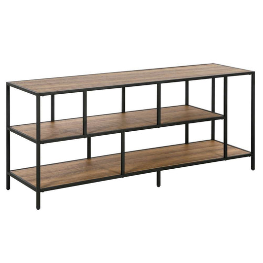 Hudson & Canal - Winthrop Rectangular TV Stand with Metal Shelves for TVs up to 60in in Blackened Bronze/Rustic Oak - TV1157 veiw 1
