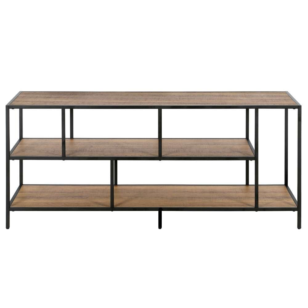 Hudson & Canal - Winthrop Rectangular TV Stand with Metal Shelves for TVs up to 60in in Blackened Bronze/Rustic Oak - TV1157 veiw 3