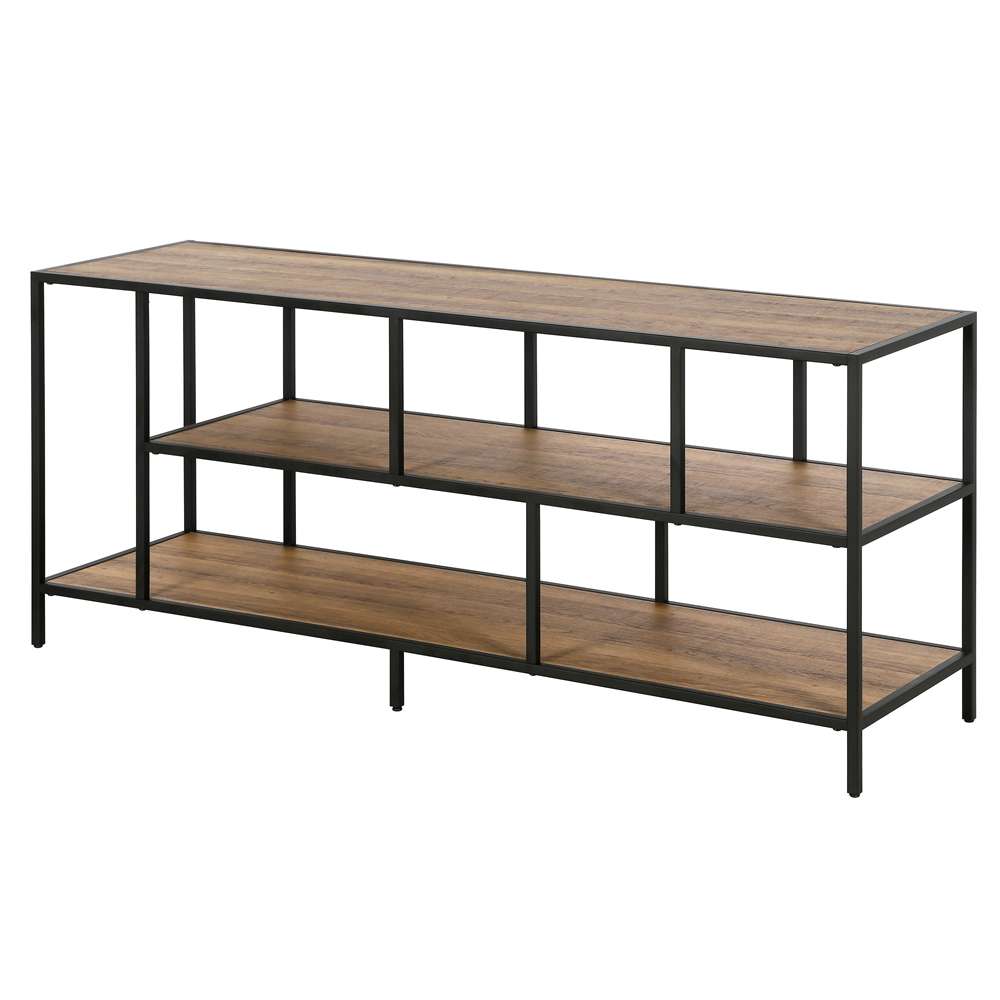 Hudson & Canal - Winthrop Rectangular TV Stand with Metal Shelves for TVs up to 60in in Blackened Bronze/Rustic Oak - TV1157 veiw 4