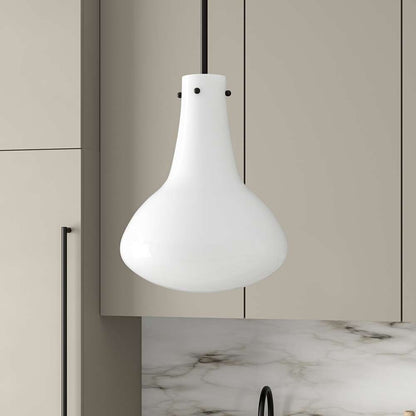 Hudson & Canal - Yuri 11.75in Wide Pendant with Glass Shade in Blackened Bronze/White Milk - PD1461 veiw 2