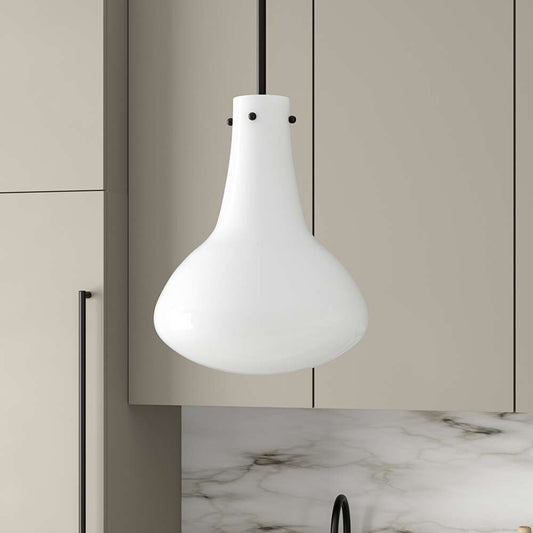 Hudson & Canal - Yuri 11.75in Wide Pendant with Glass Shade in Blackened Bronze/White Milk - PD1461 veiw 2