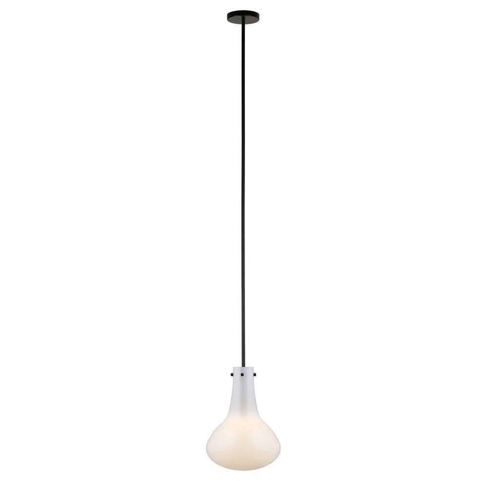 Hudson & Canal - Yuri 11.75in Wide Pendant with Glass Shade in Blackened Bronze/White Milk - PD1461 veiw 3