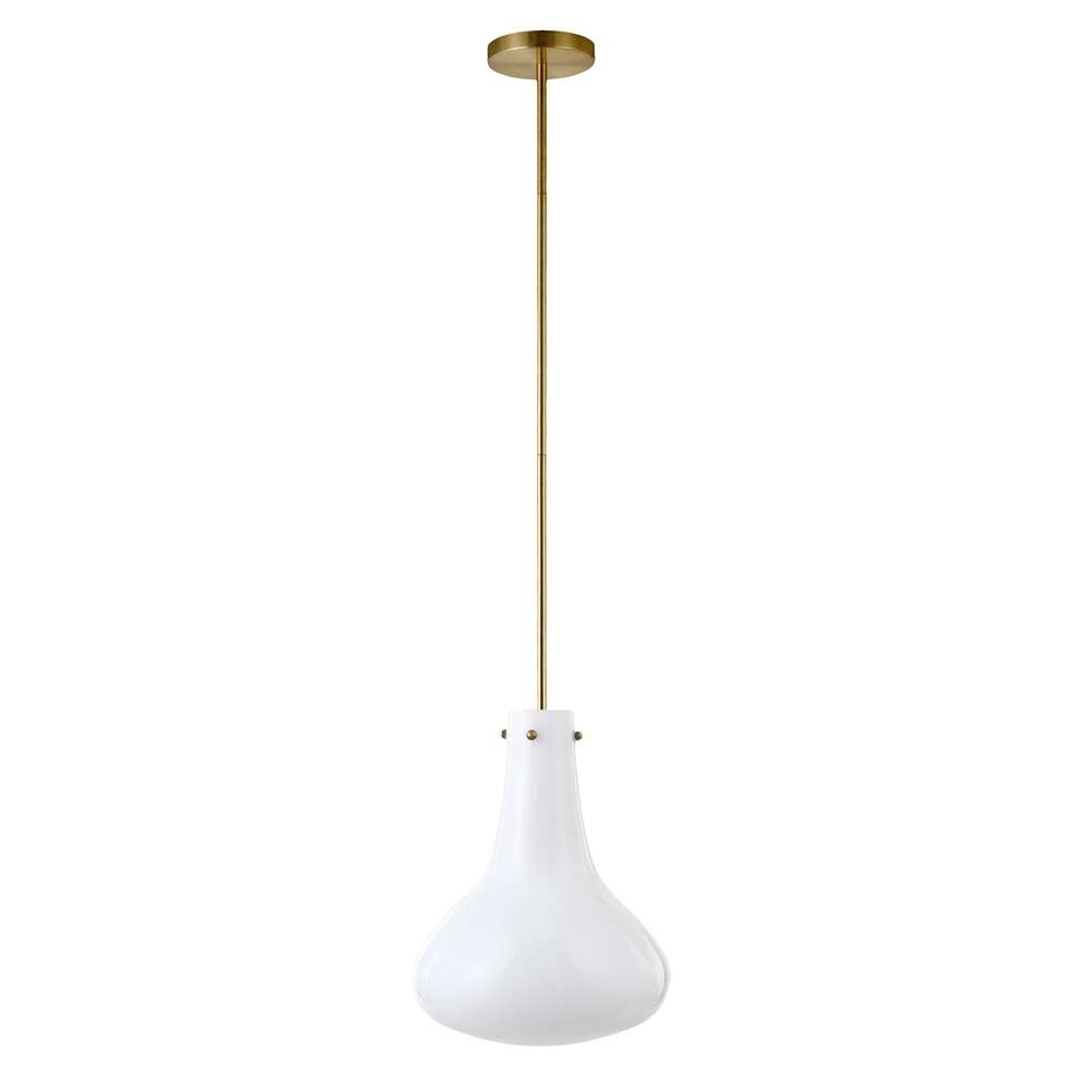 Hudson & Canal - Yuri 11.75in Wide Pendant with Glass Shade in Brass/White Milk - PD1462 veiw 1
