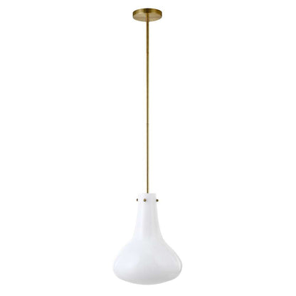 Hudson & Canal - Yuri 11.75in Wide Pendant with Glass Shade in Brass/White Milk - PD1462 veiw 1