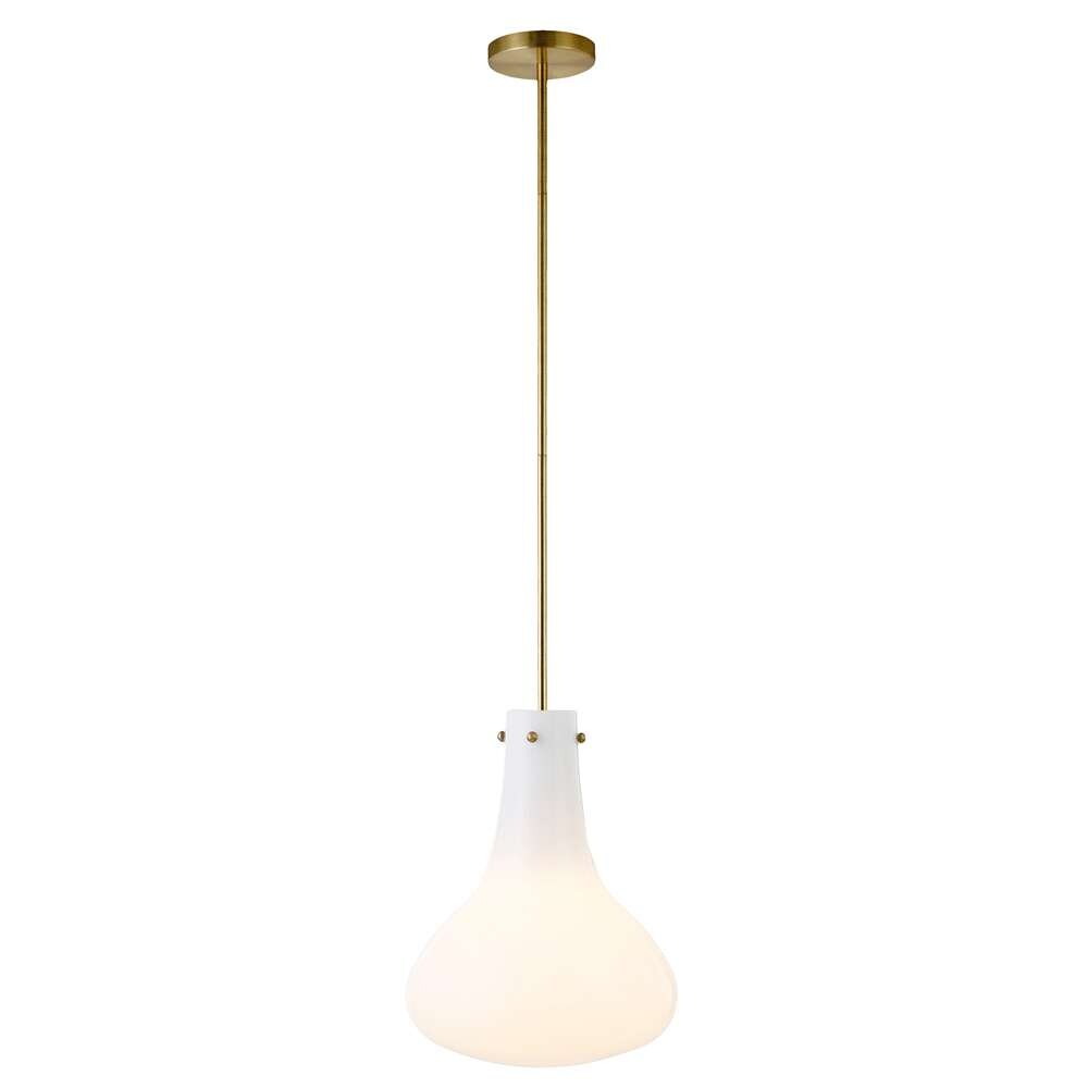 Hudson & Canal - Yuri 11.75in Wide Pendant with Glass Shade in Brass/White Milk - PD1462 veiw 3