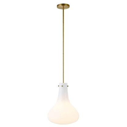 Hudson & Canal - Yuri 11.75in Wide Pendant with Glass Shade in Brass/White Milk - PD1462 veiw 3