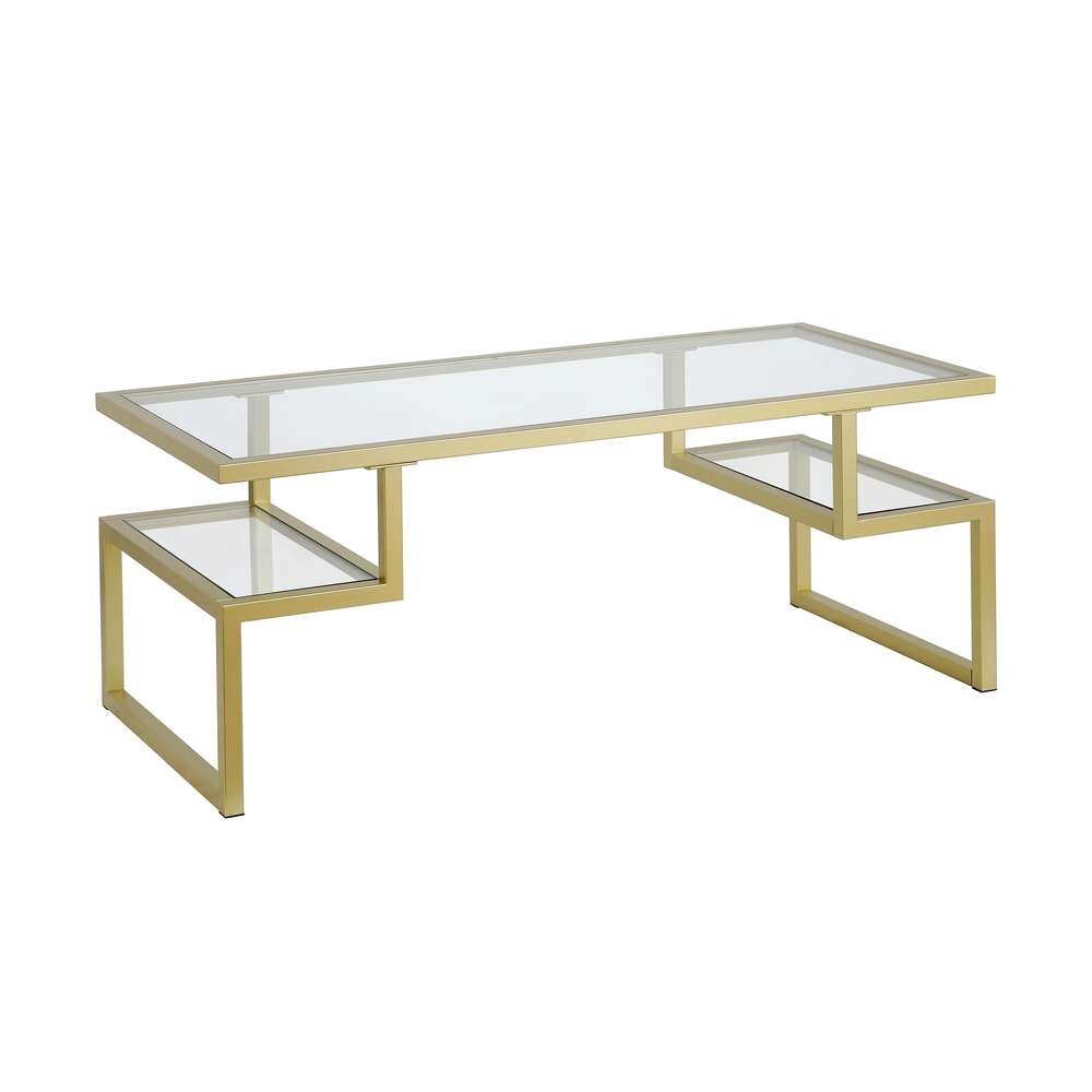 Hudson & Canal - Zander 45in Wide Rectangular Coffee Table in Brass - CT0189 veiw 1