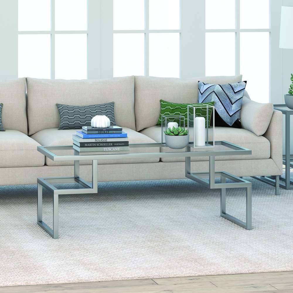 Hudson & Canal - Zander 45in Wide Rectangular Coffee Table in Nickel - CT0190 veiw 2
