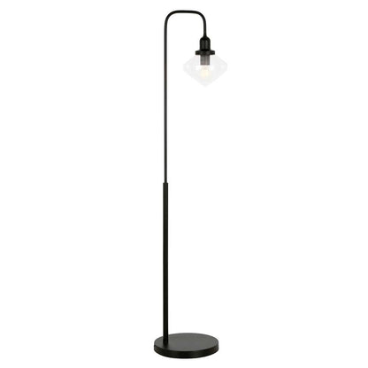 Hudson & Canal - Zariza Arc Floor Lamp with Glass Shade in Blackened Bronze/Clear - FL0960 veiw 1