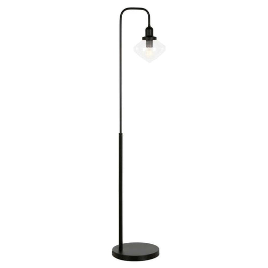 Hudson & Canal - Zariza Arc Floor Lamp with Glass Shade in Blackened Bronze/Clear - FL0960 veiw 1