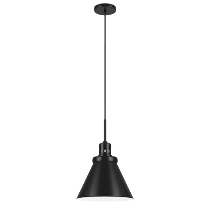 Hudson & Canal - Zeno 12in Wide Pendant with Metal Shade in Blackened Bronze/Blackened Bronze - PD1659 veiw 1