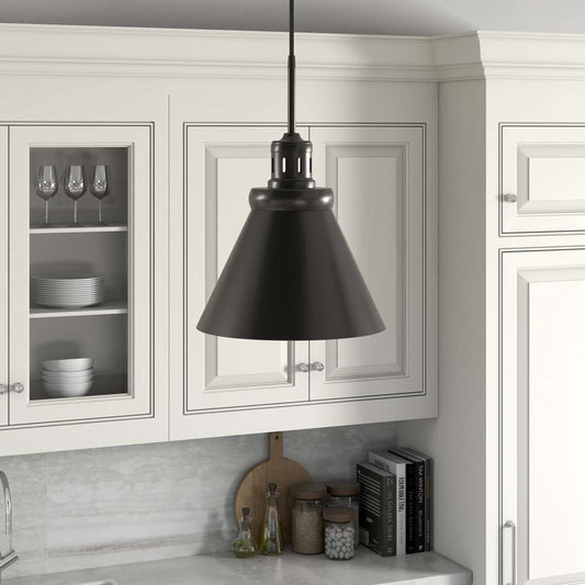 Hudson & Canal - Zeno 12in Wide Pendant with Metal Shade in Blackened Bronze/Blackened Bronze - PD1659 veiw 2