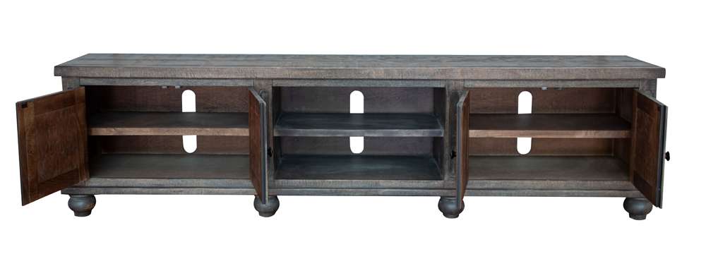 IFD - Aruba 93in TV Stand, 4 Doors & Shelves, Dark Brown Finish - IFD7331STN93BN veiw 2
