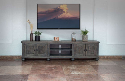 IFD - Aruba 93in TV Stand, 4 Doors & Shelves, Dark Brown Finish - IFD7331STN93BN veiw 3