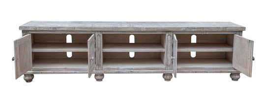 IFD - Aruba 93in TV Stand, 4 Doors & Shelves, White Sea Finish - IFD7331STN93YS veiw 2