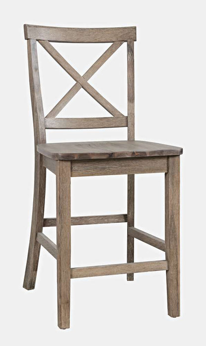 Jofran - Eastern Tides X-Back Coastal Counter Barstool (Set of 2) - 2148-BS420KD veiw 1