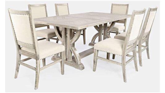 Jofran - Fairview Mid-Century Distressed 78in Seven-Piece Upholstered Dining Set - 1933-78D-7 veiw 1