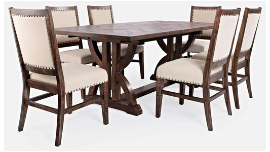Jofran - Fairview Mid-Century Distressed 78in Seven-Piece Upholstered Dining Set - 1931-78D-7 veiw 1