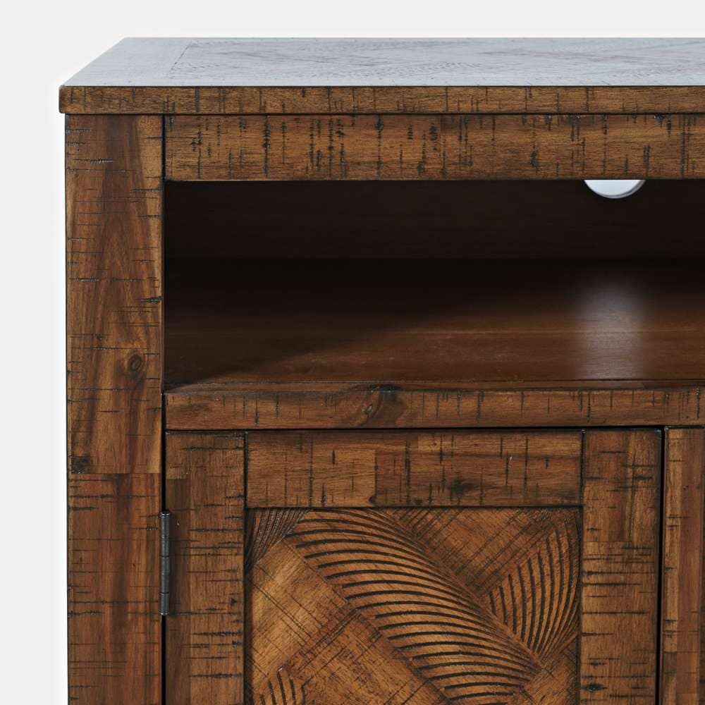 Jofran - Fairview Modern Transitional 60in Chevron Fireplace Storage Console TV Stand with Electric Fireplace, Oak Dark Brown - 1932-FP6032 veiw 2