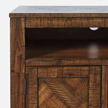 Jofran - Fairview Modern Transitional 60in Chevron Fireplace Storage Console TV Stand with Electric Fireplace, Oak Dark Brown - 1932-FP6032 veiw 2