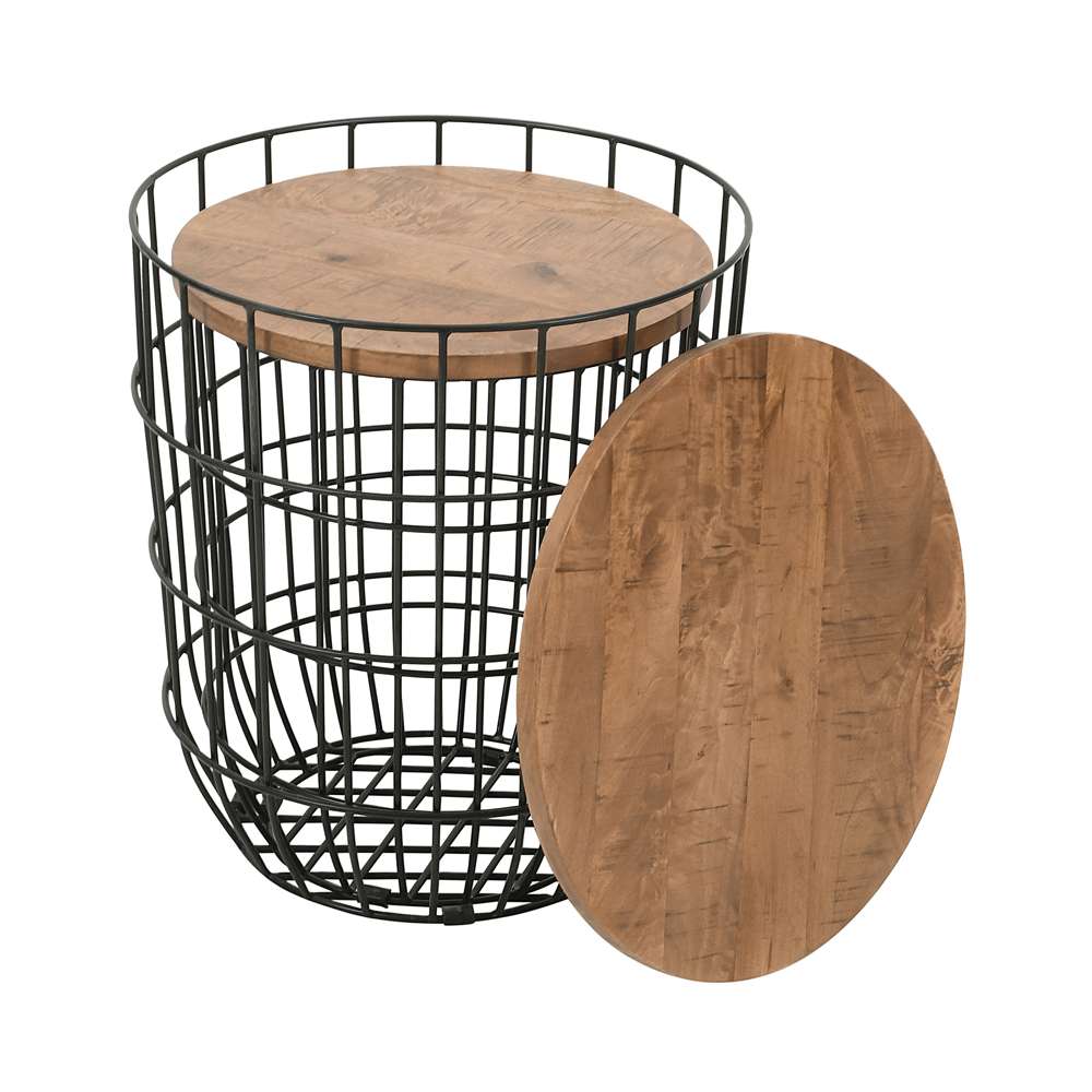 Jofran - Global Archive Nested Storage Solid Wood and Metal Basket End Tables (Set of 2) Black - 2330-1815BL veiw 3