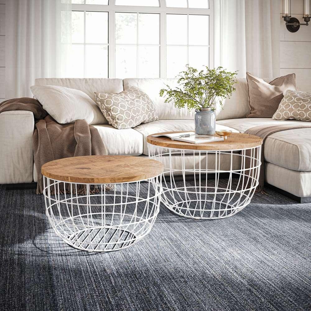 Jofran - Global Archive Rondo Nested Storage Solid Wood and Metal Basket Coffee Tables (Set of 2) White - 2330-3026WH veiw 1
