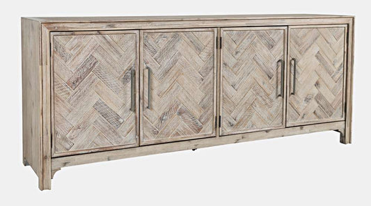 Jofran - Gramercy Mid-Century Modern Chevron Four Door 79in Accent Cabinet - Grey Wash - 2156-79 veiw 1