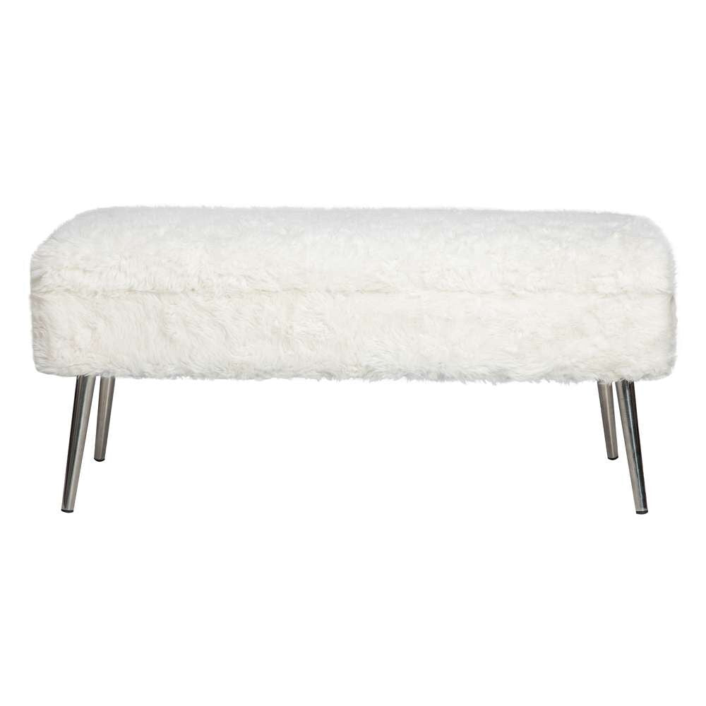 Jofran - Huggy Luxury Plush Faux Fur Upholstered Storage Bench, Natural - HUGGYKD-BN-NATURAL veiw 1