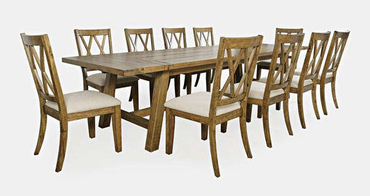 Jofran - Telluride Eleven Piece Rustic Distressed Pine 127in Extendable Dining Set, Gold - 1801-42D-11X veiw 1
