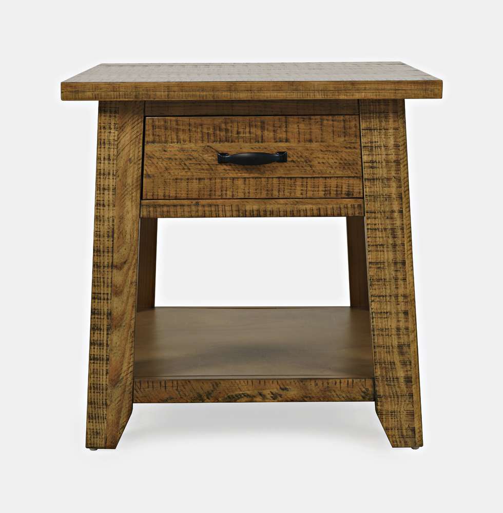 Jofran - Telluride Rustic Distressed Acacia End Table with Storage, Gold - 1800-13 veiw 1