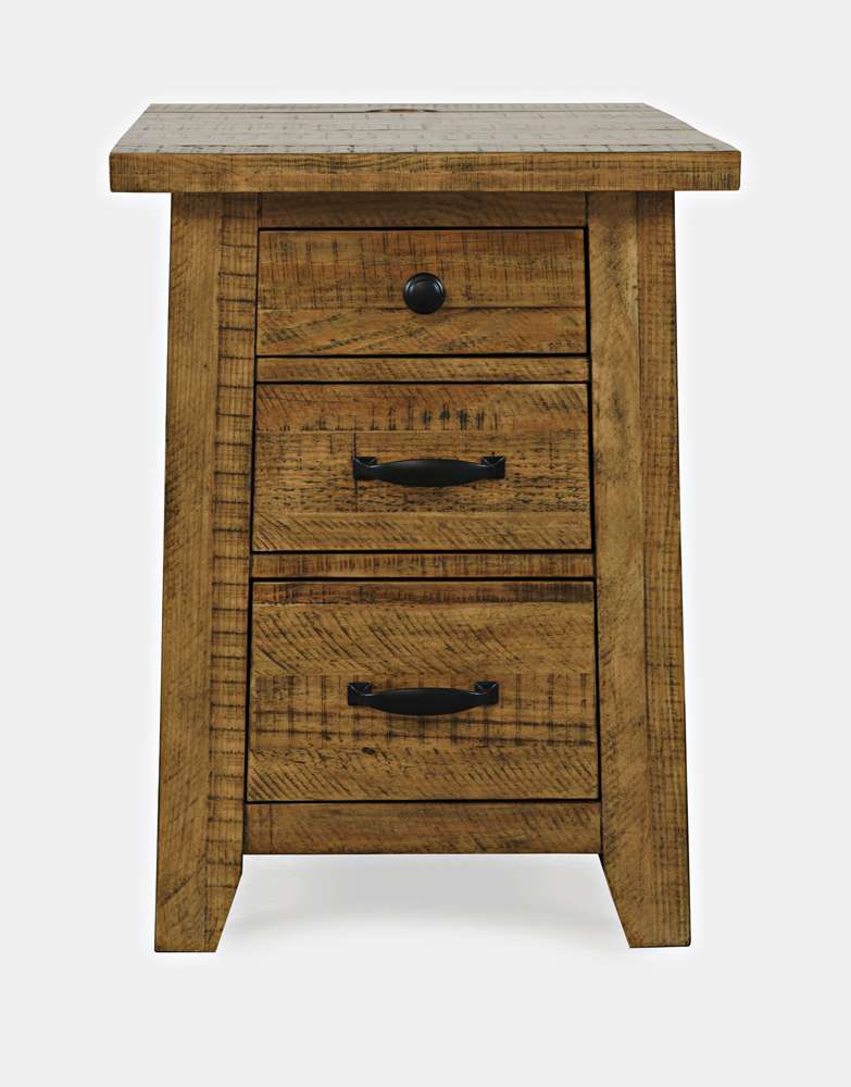 Jofran - Telluride Rustic Distressed Acacia USB Charging Chairside End Table, Gold - 1800-18 veiw 1