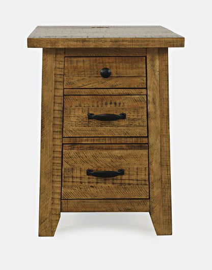 Jofran - Telluride Rustic Distressed Acacia USB Charging Chairside End Table, Gold - 1800-18 veiw 1