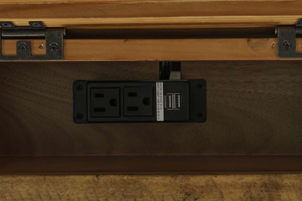 Jofran - Telluride Rustic Distressed Acacia USB Charging Chairside End Table, Gold - 1800-18 veiw 2