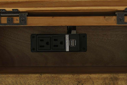 Jofran - Telluride Rustic Distressed Acacia USB Charging Chairside End Table, Gold - 1800-18 veiw 2