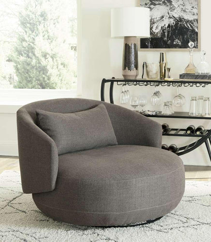 Liberty Furniture - Haley Uph Swivel Cuddler Chair Charcoal - 708-ACH15-GY veiw 1