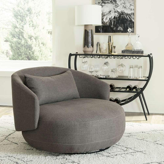 Liberty Furniture - Haley Uph Swivel Cuddler Chair Charcoal - 708-ACH15-GY veiw 2