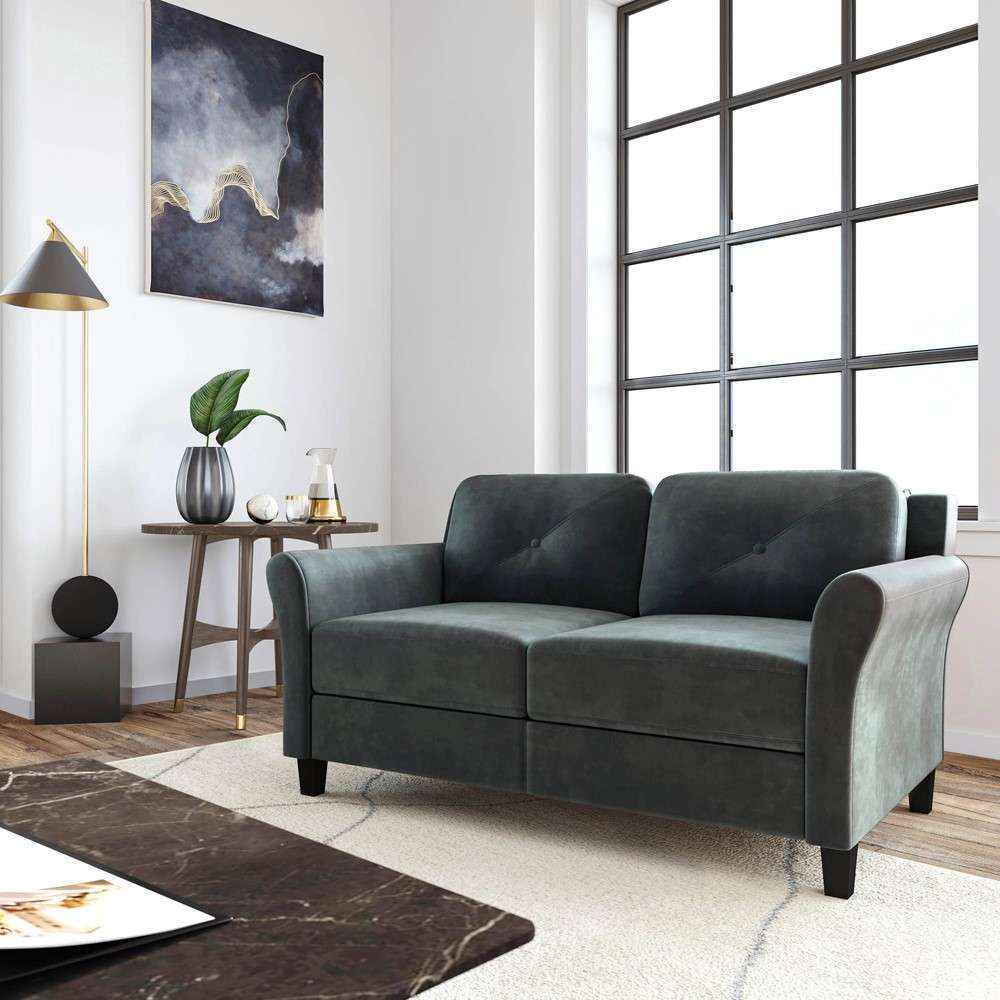 Lifestyle Solutions - Highland Loveseat with Rolled Arms, Dark Grey  - CCHRFKS2M26DGRA veiw 4