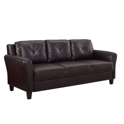Lifestyle Solutions - Highland Faux Leather Sofa with Rolled Arms, Java  - LSHRFS3CP3003R veiw 1