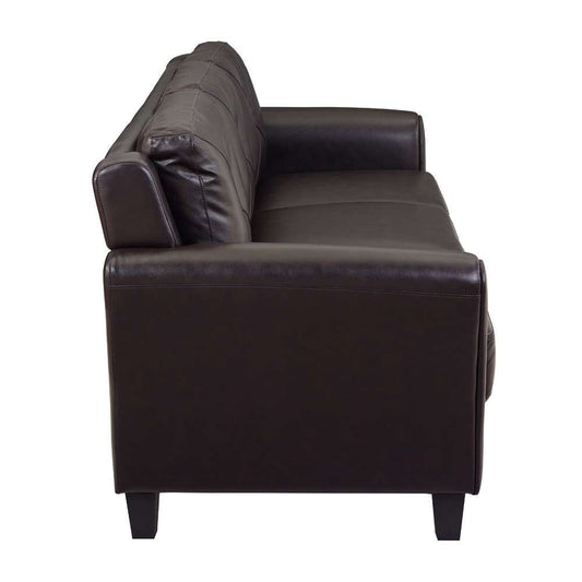 Lifestyle Solutions - Highland Faux Leather Sofa with Rolled Arms, Java  - LSHRFS3CP3003R veiw 2