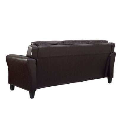 Lifestyle Solutions - Highland Faux Leather Sofa with Rolled Arms, Java  - LSHRFS3CP3003R veiw 3