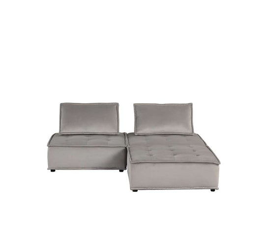 Lilola Home - Anna Light Gray Velvet 3 Pc Sectional Sofa Ottoman - 81403-3 veiw 2