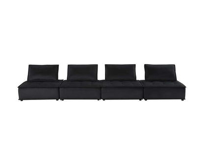Lilola Home - Anna Black Velvet 4 Pc Modular Sofa - 81402-4B veiw 6