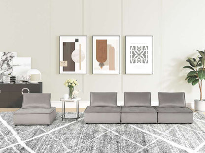Lilola Home - Anna Light Gray Velvet 4 Pc Modular Sofa - 81403-4B veiw 1