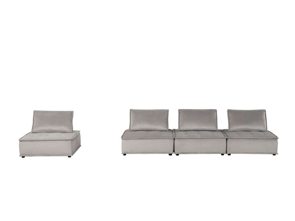 Lilola Home - Anna Light Gray Velvet 4 Pc Modular Sofa - 81403-4B veiw 2