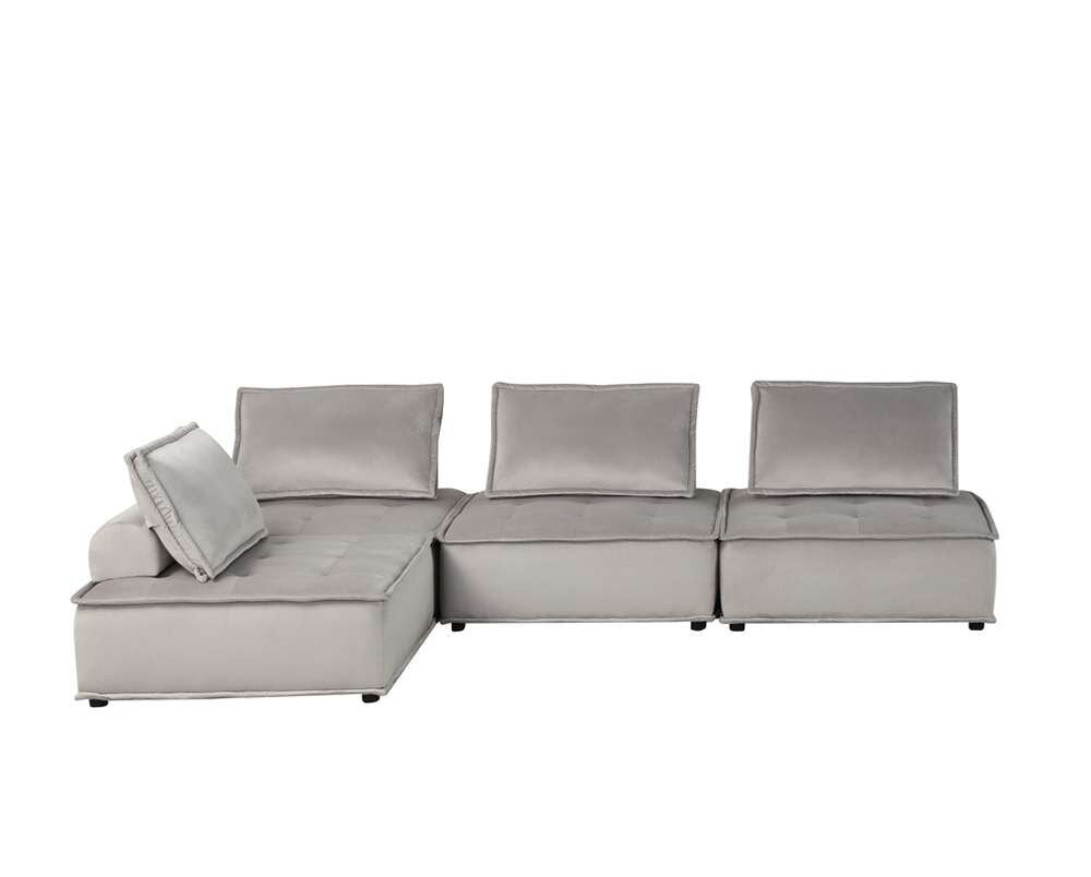 Lilola Home - Anna Light Gray Velvet 4 Pc Modular Sofa - 81403-4B veiw 6