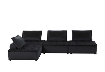 Lilola Home - Anna Black Velvet 4 Pc Sectional Sofa - 81402-4C veiw 2