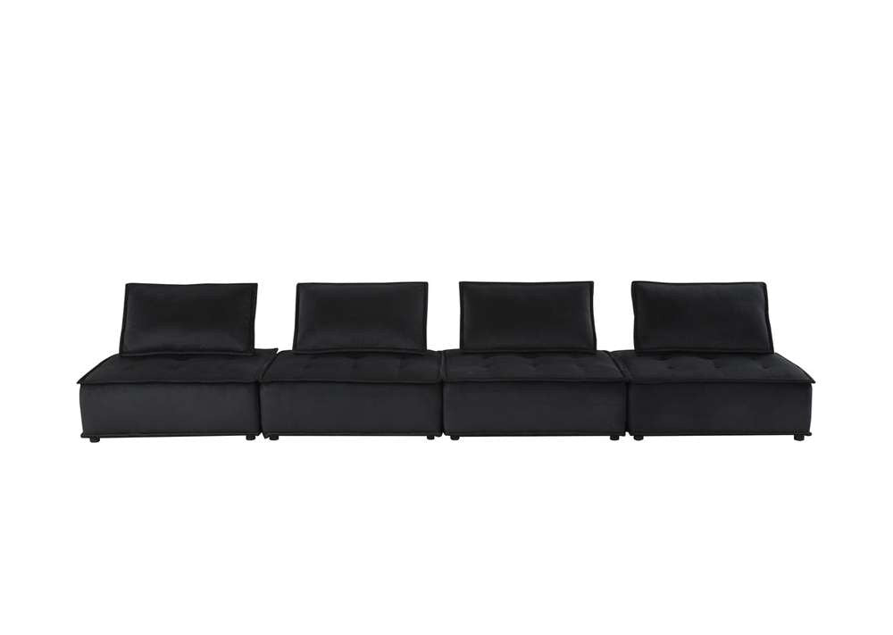 Lilola Home - Anna Black Velvet 4 Pc Sectional Sofa - 81402-4C veiw 4